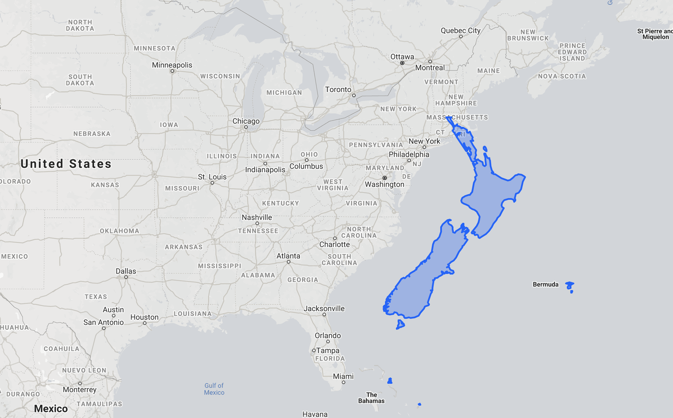 New Zealand vs. East Coast of United States